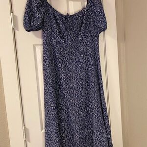 SHEIN Navy Floral Long Sleeve Dress
